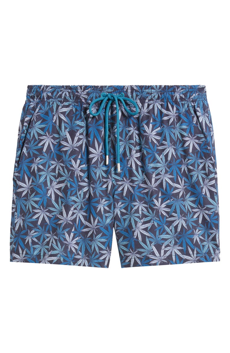 Stone Rose Leaf Print Swim Trunks, Alternate, color, 