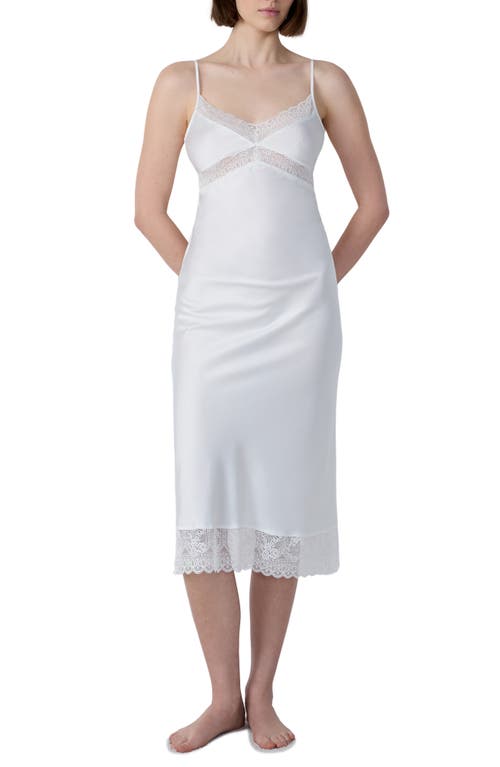Etam Rencontre Nuisette Lace Trim Satin Nightgown In White