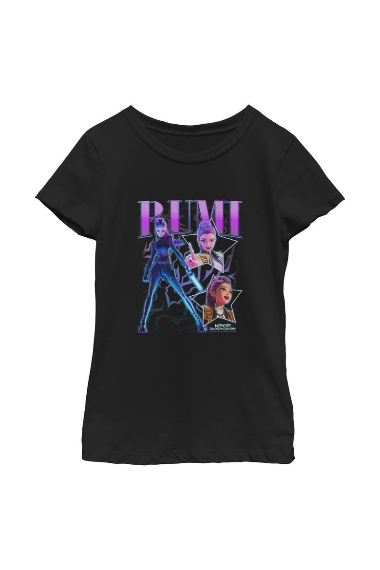 Girl's KPop Demon Hunters Rumi Super Star Logo  Graphic T-Shirt, Main, color, Black