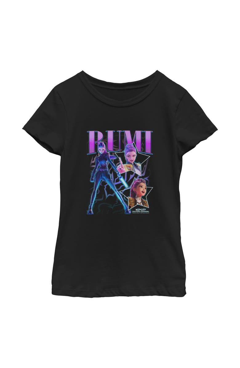 KPop Demon Hunters Girl's KPop Demon Hunters Rumi Super Star Logo  Graphic T-Shirt, Main, color, Black