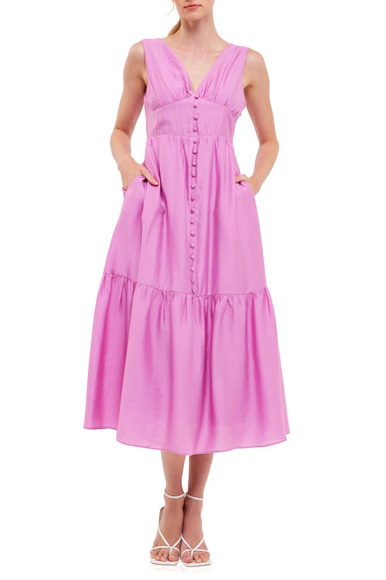 Bow Back Midi Dress, Main, color, ORCHID