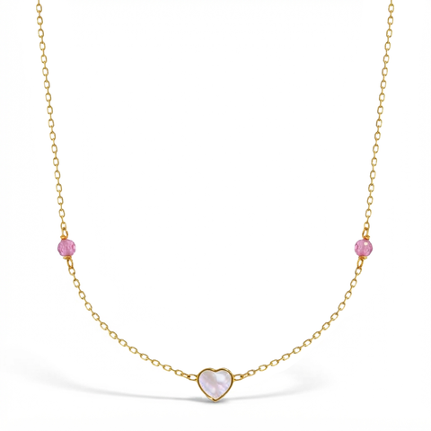 14k Mother of Pearl Heart Necklace