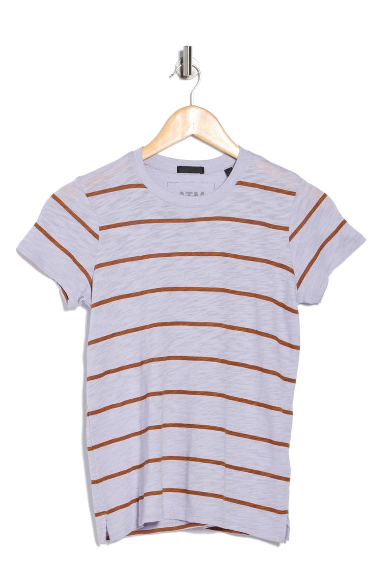 ATM Anthony Thomas Melillo Schoolboy Stripe Slub Jersey Crewneck T-Shirt, Alternate, color, Skyflower