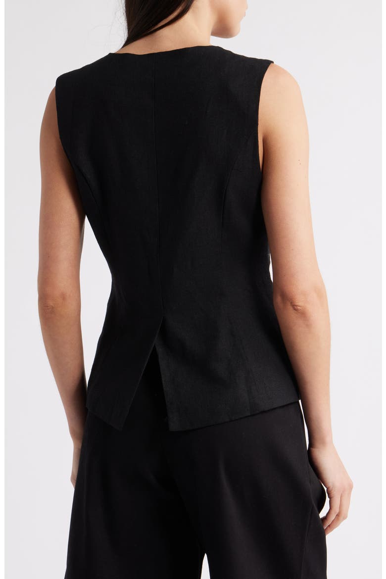 Wesley Linen Blend Button-Up Vest, Alternate, color, BLACK