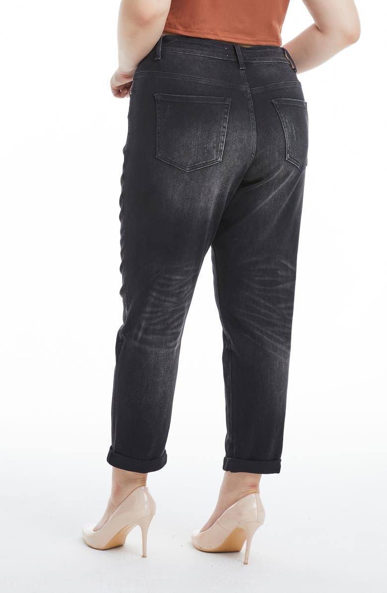 Bayeas Painted High Waist Cuff Mom Jeans, Alternate, color, Iron Black