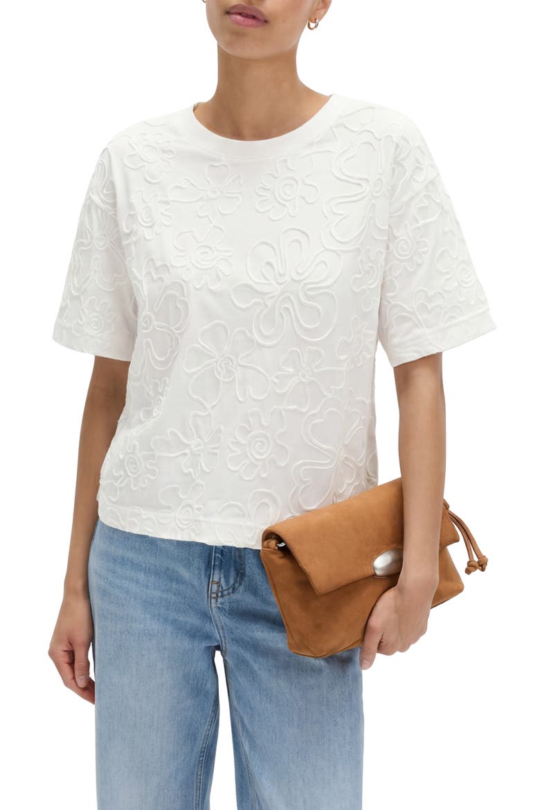 Boxy Appliqué T-Shirt, Main, color, SOFT WHITE