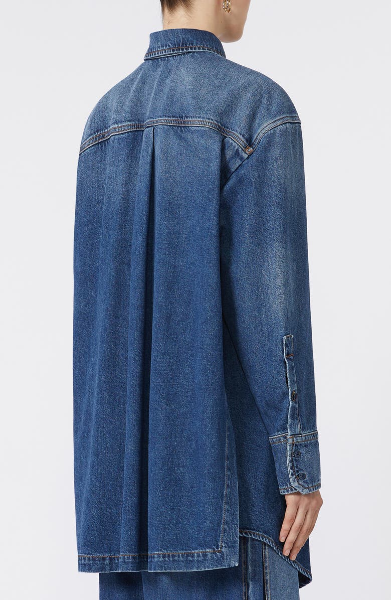 SPORTMAX Eridani Oversize Belted Denim Button-Up Shirt, Alternate, color, Midnight Blue