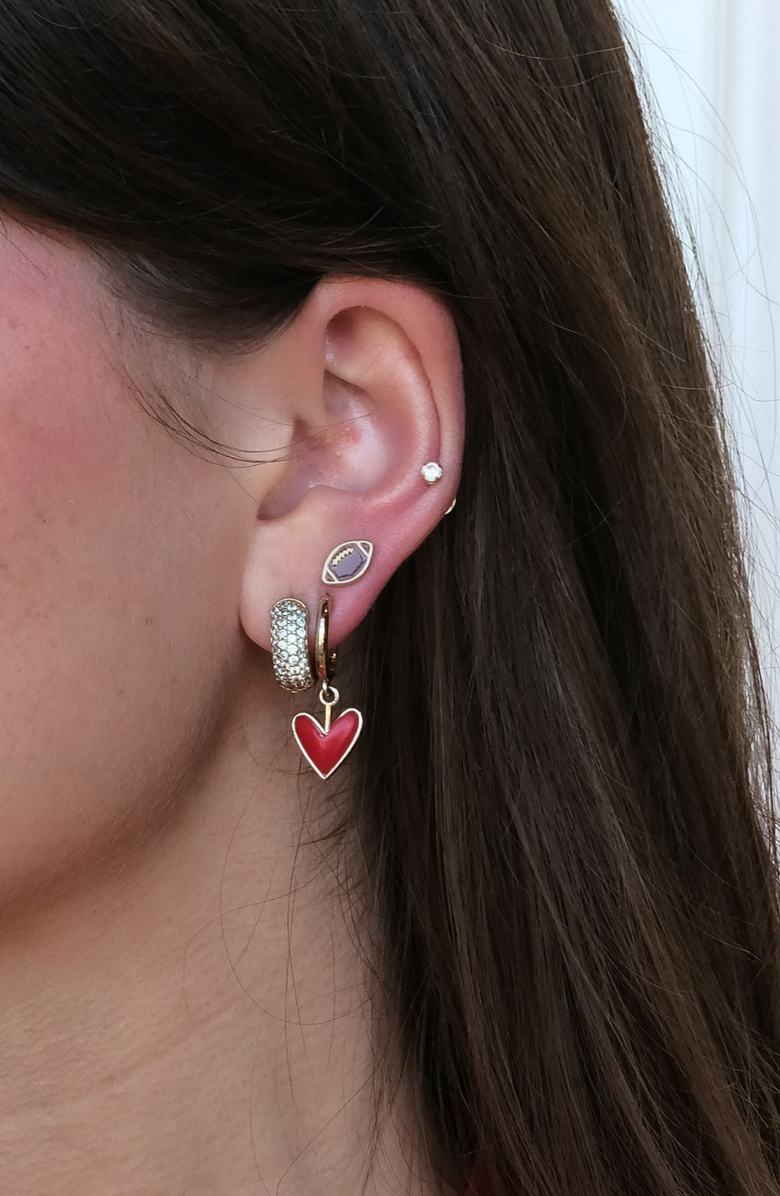 Nickel & Suede Football Stud Earrings, Alternate, color, Brown / Gold