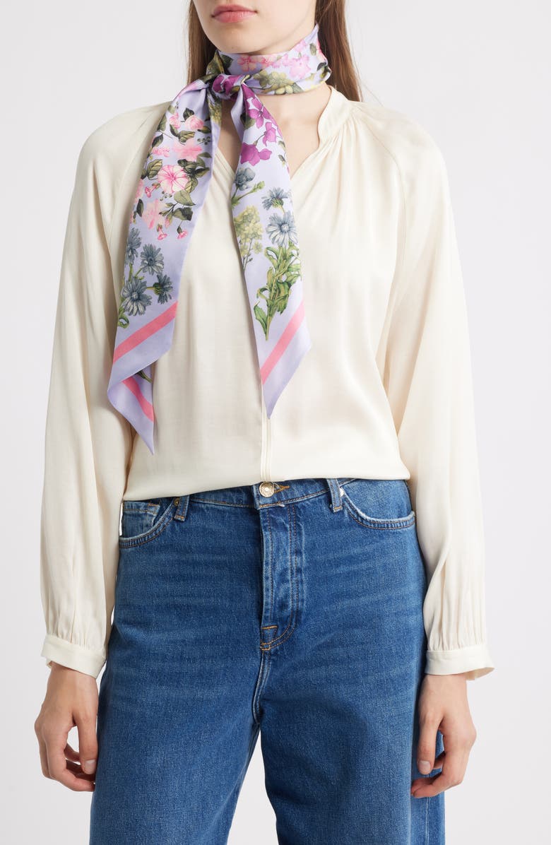 Nordstrom Floral Print Silk Skinny Scarf, Main, color,