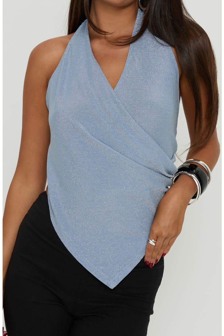 Lillyan Drape Halter Top, Alternate, color, BLUE