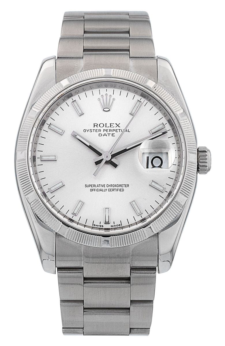 Watchfinder & Co. Rolex Preowned Oyster Perpetual Date Bracelet Watch, 34mm, Main, color, 