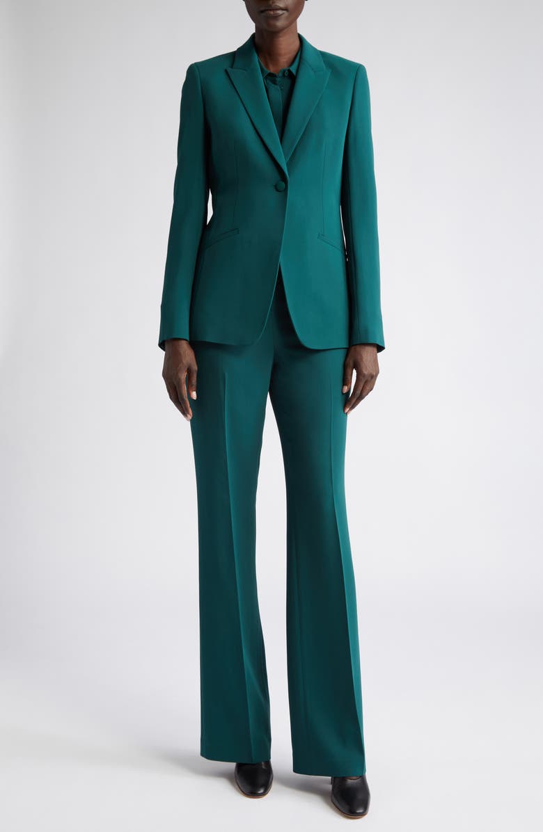 Lafayette 148 New York Gates Crepe Flare Leg Pants, Alternate, color, Deep Ivy