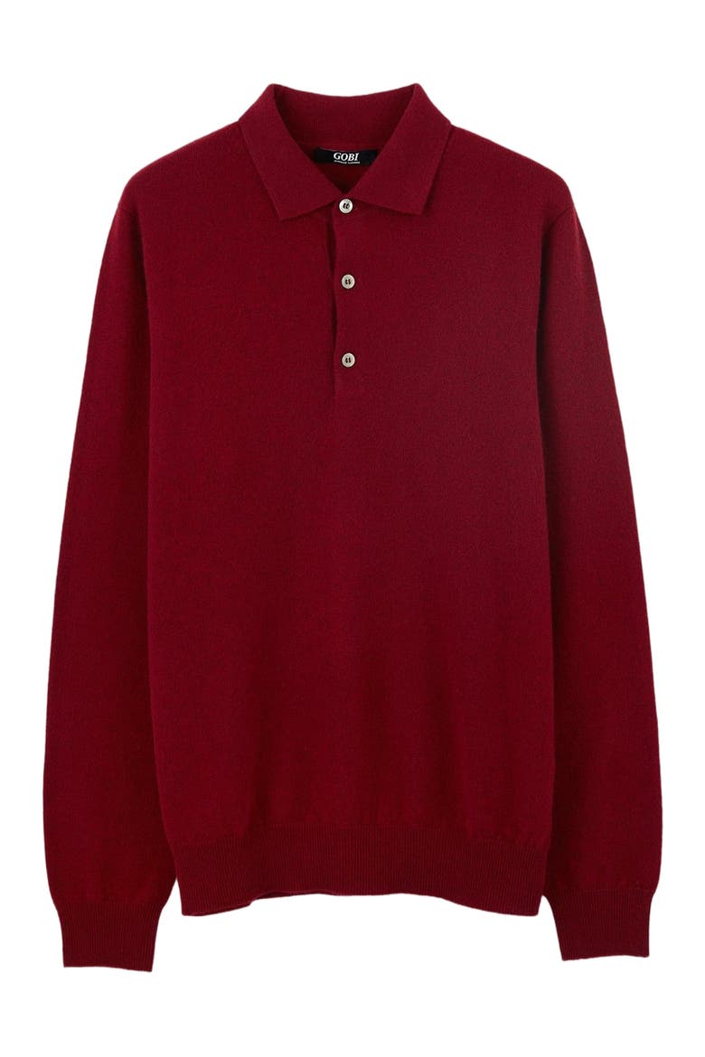 Essential Cashmere Polo Sweater, Alternate, color, bordeaux