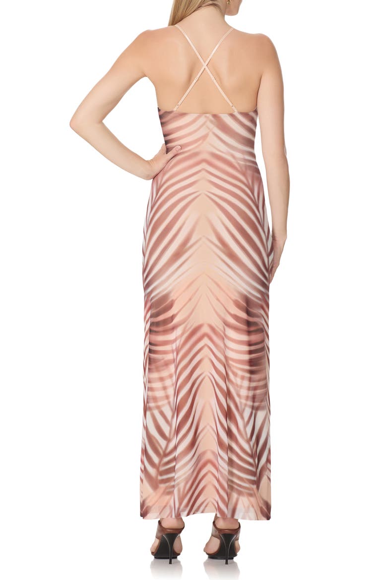 Romy Print Mesh Slipdress, Alternate, color, KISSING PALMS