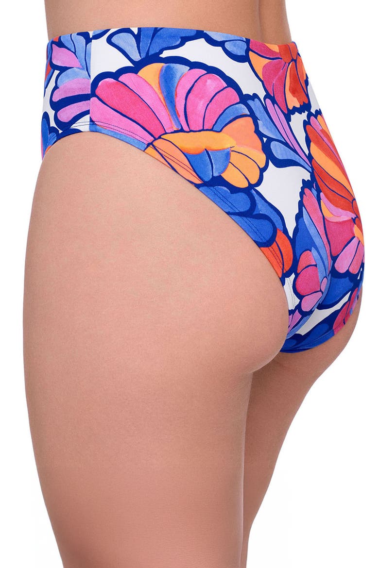 Smoothing and Sculpting High Leg High Rise Swimsuit Bikini Bottoms, Alternate, color, Capri Summer