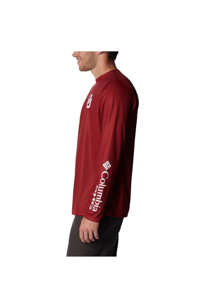 Men's Columbia Crimson Oklahoma Sooners Terminal Tackle Omni-Shade Raglan Long Sleeve T-Shirt, Alternate, color, Crimson