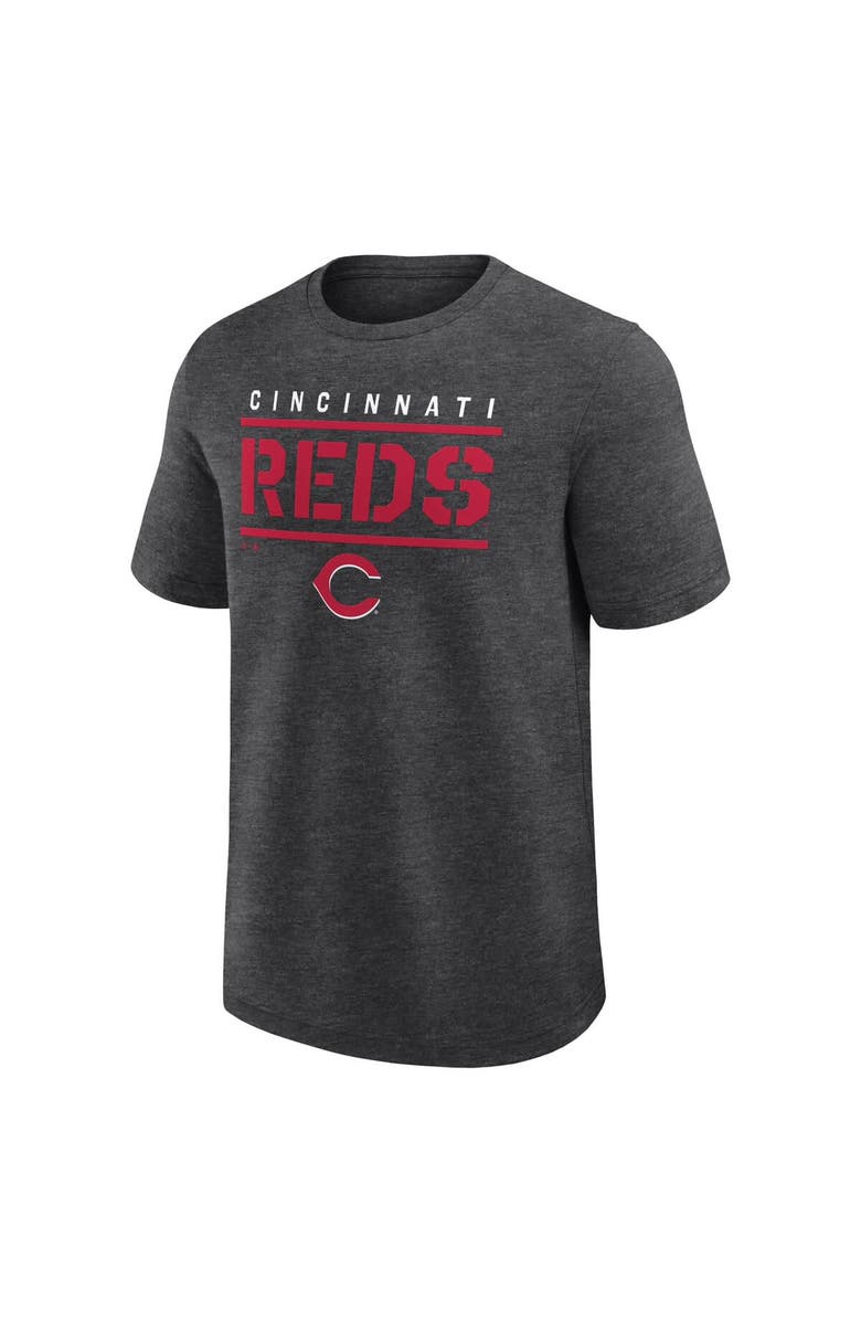 FANATICS Men's Fanatics Heather Charcoal Cincinnati Reds Top Notch T-Shirt, Alternate, color, Heather Charcoal