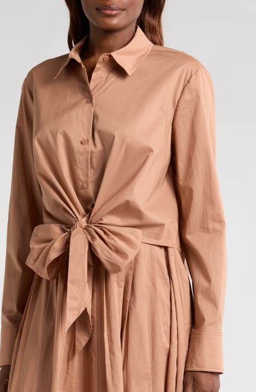 WAYF WAYF AMELIE TIE WAIST COTTON BUTTON-UP SHIRT 
