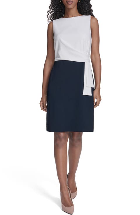 Colorblock Sleeveless Crepe Sheath Dress