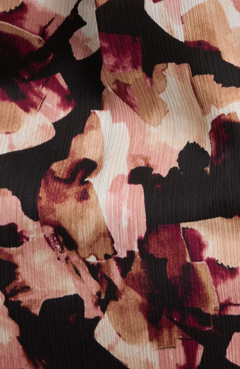 Anne Klein Printed Textured Crepe Long Sleeve Top, Alternate, color, Anne Black Multi