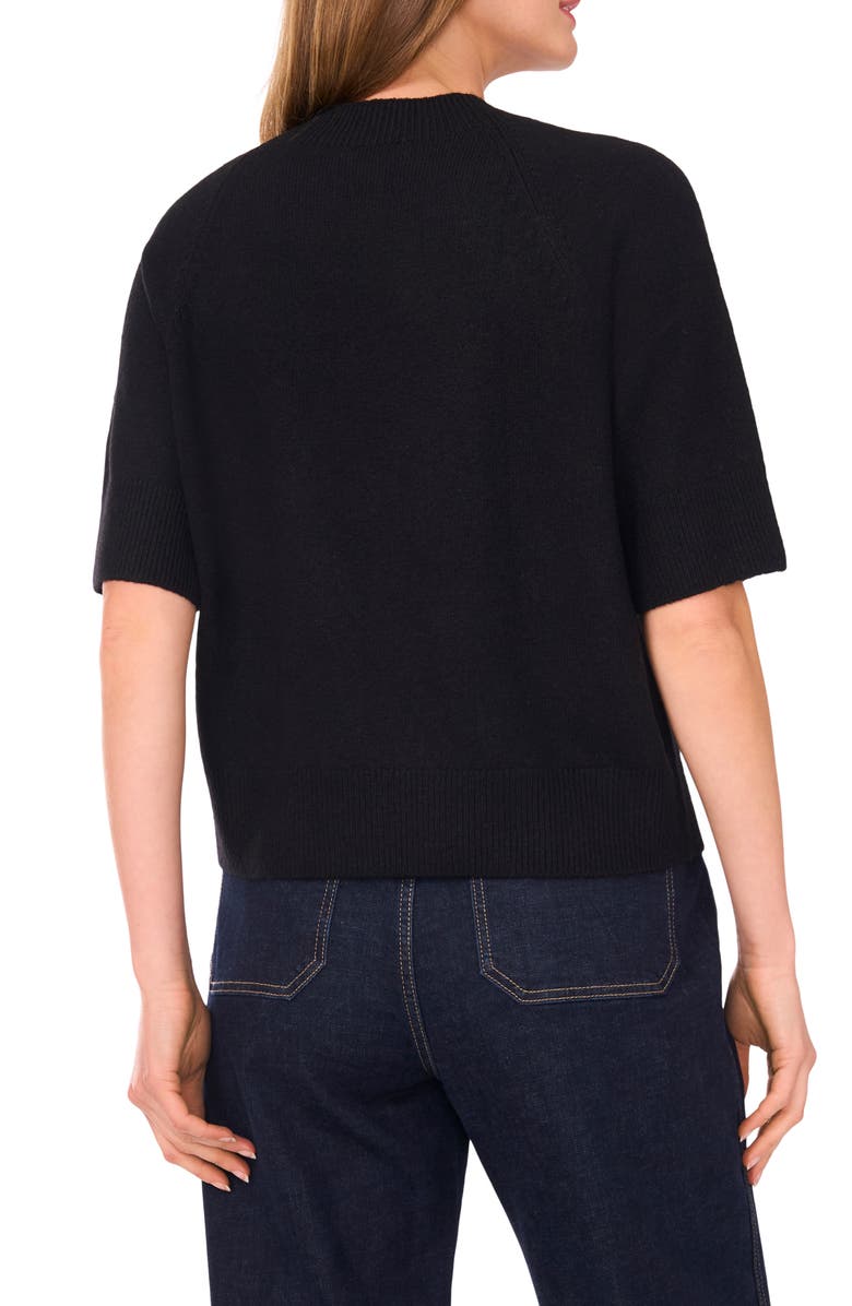 Vince Camuto Crewneck Short Sleeve Sweater, Alternate, color, Rich Black