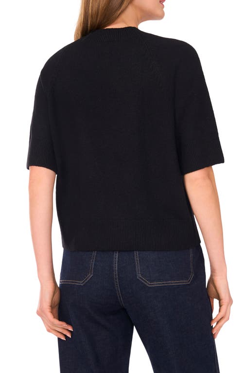 Vince Camuto Crewneck Short Sleeve Sweater In Black