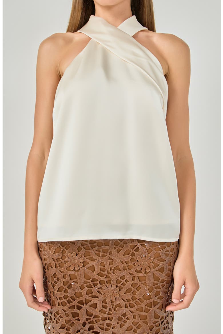 Satin Halter Top, Main, color, IVORY