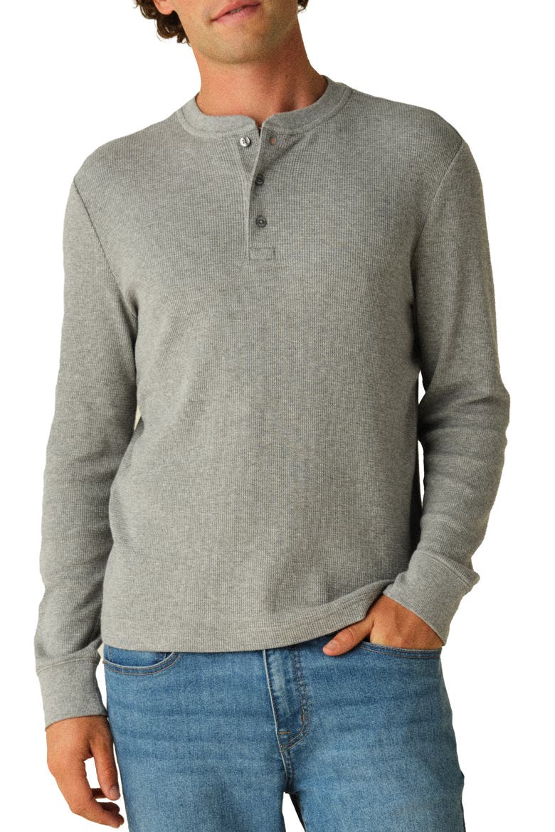 Hudson Organic Cotton Blend Waffle Henley, Main, color, HEATHER GREY