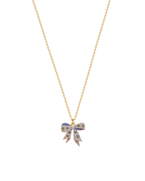 Forget Me Not Bow Pendant Necklace