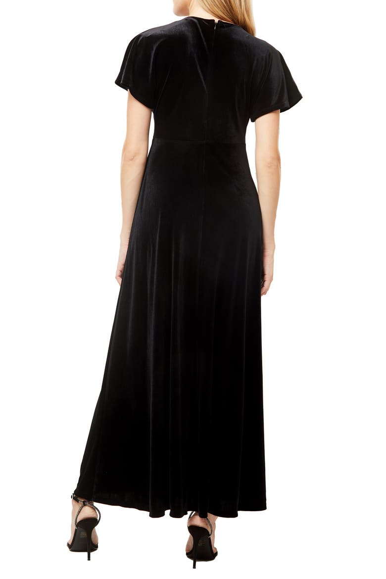 June Velvet Flutter Sleeve Maxi Dress, Alternate, color, BLACK
