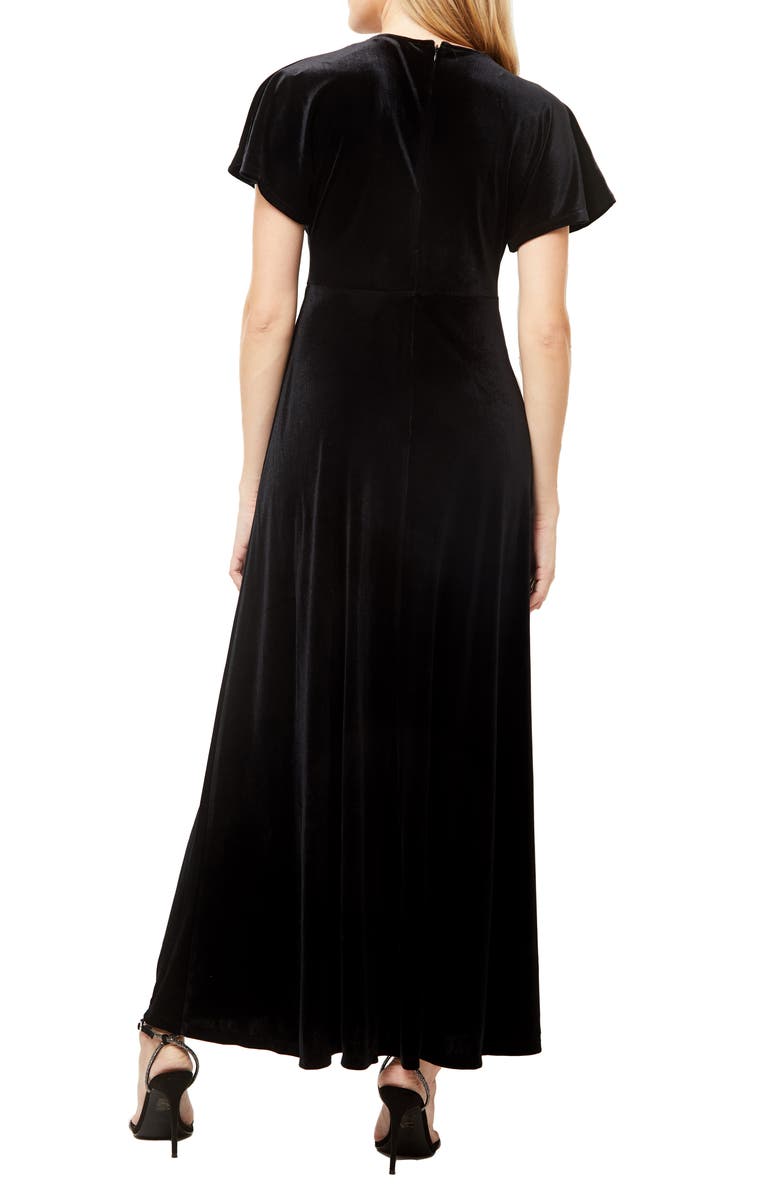Love By Design June Velvet Flutter Sleeve Maxi Dress, Alternate, color, Black