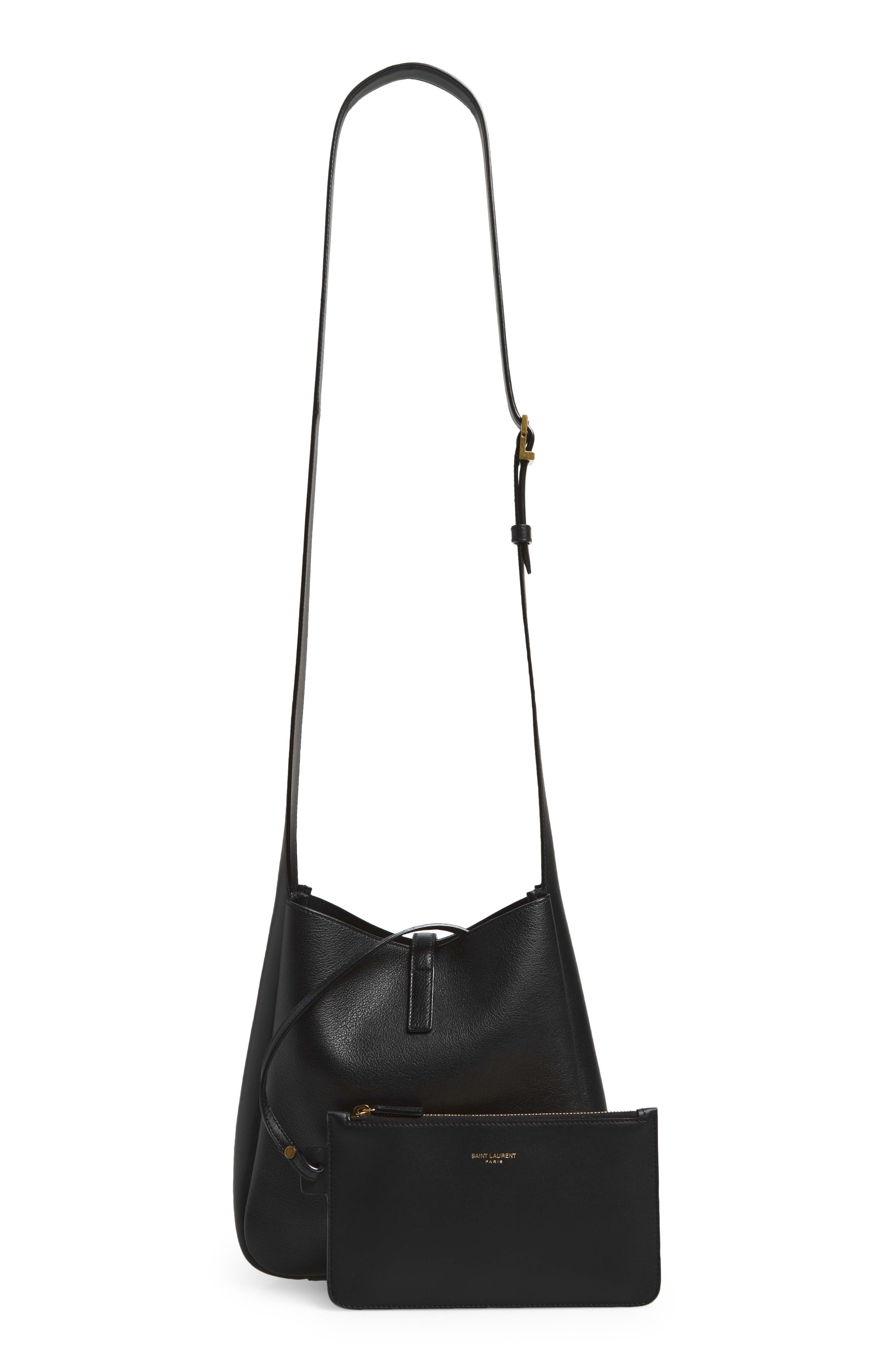 Le 5 à 7 Leather Crossbody Bag, Alternate, color, BLACK