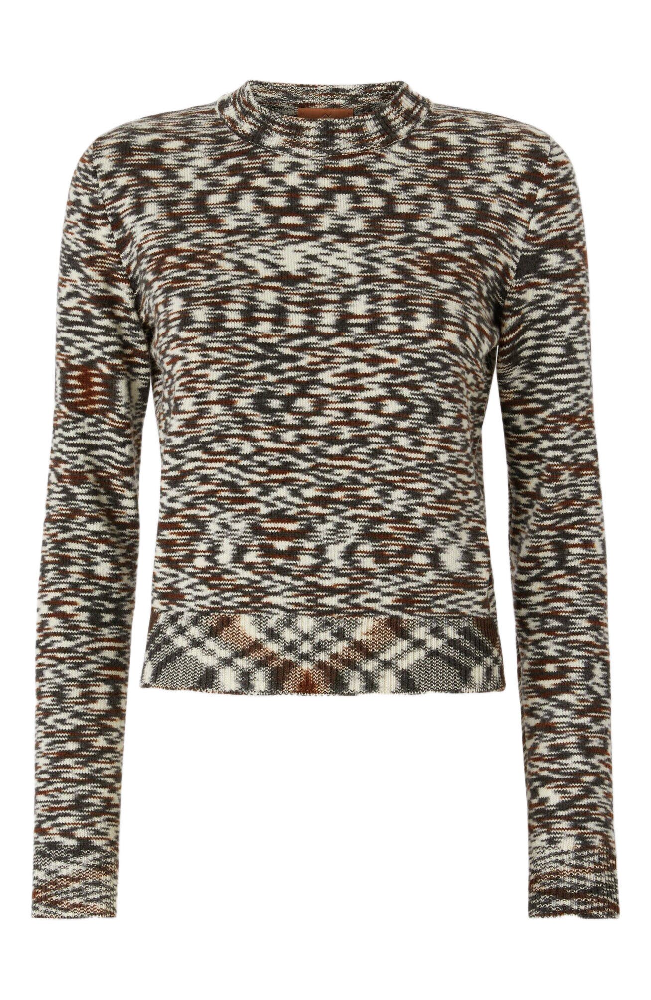 Crew Neck Sweater With Flame Pattern - image 2
