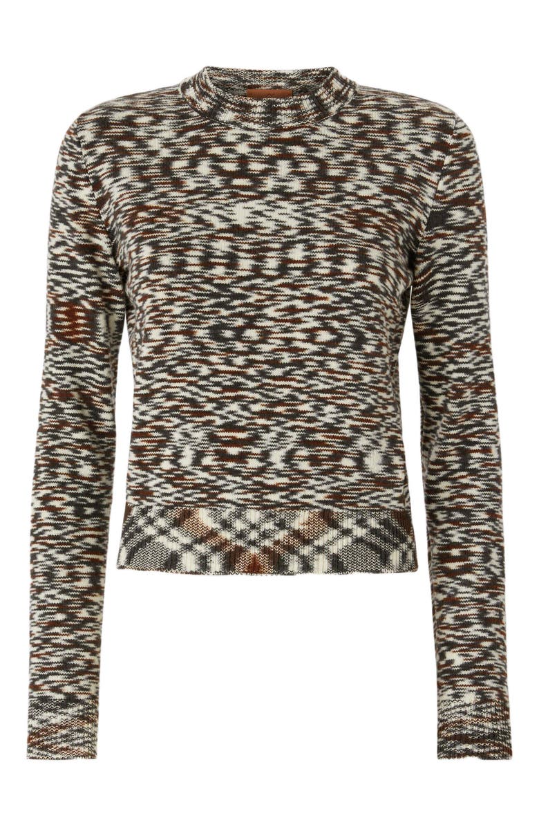Missoni Crew Neck Sweater With Flame Pattern, Alternate, color, Black & Brown