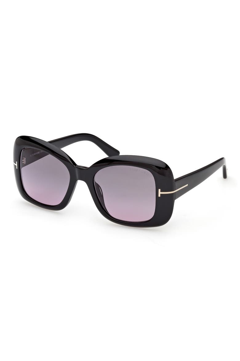 52mm Gradient Square Sunglasses, Alternate, color, SHINY BLACK / SMOKE PURPLE