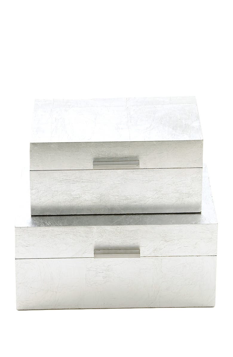 COSMO BY COSMOPOLITAN Silvertone Wood Box with Textured Foil Exterior - Set of 2, Alternate, color, Silver