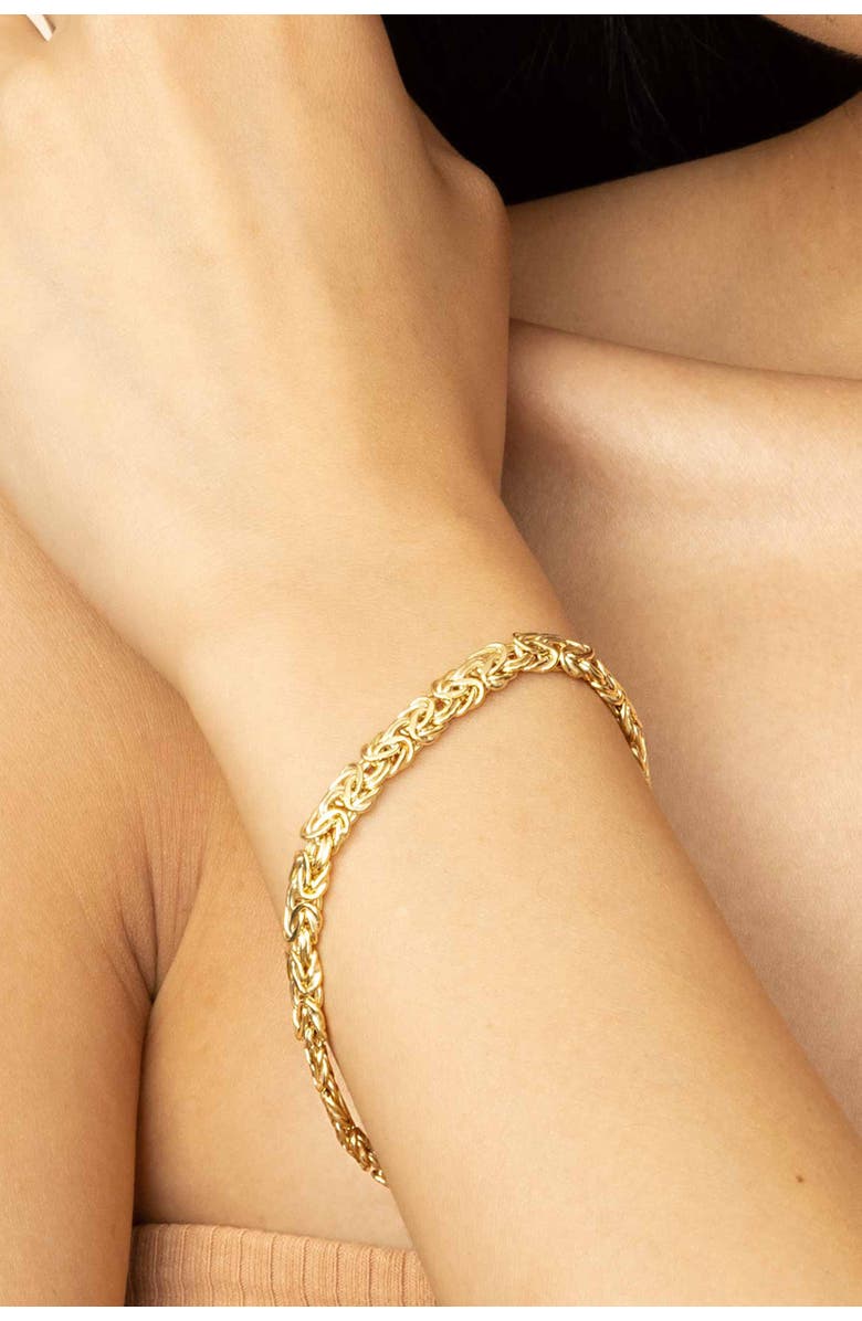 Oradina 14K Gold Classic Byzantine Bracelet, Alternate, color, Yellow Gold