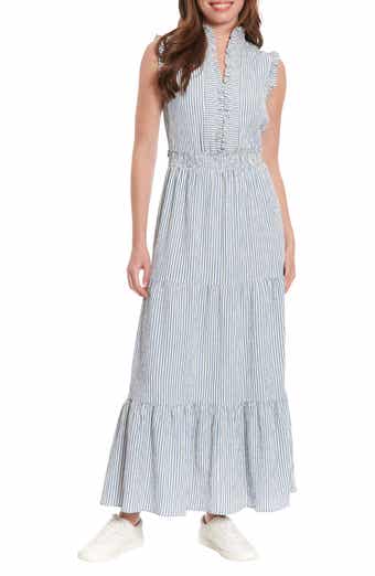 Stripe Ruffle Tiered Maxi Dress