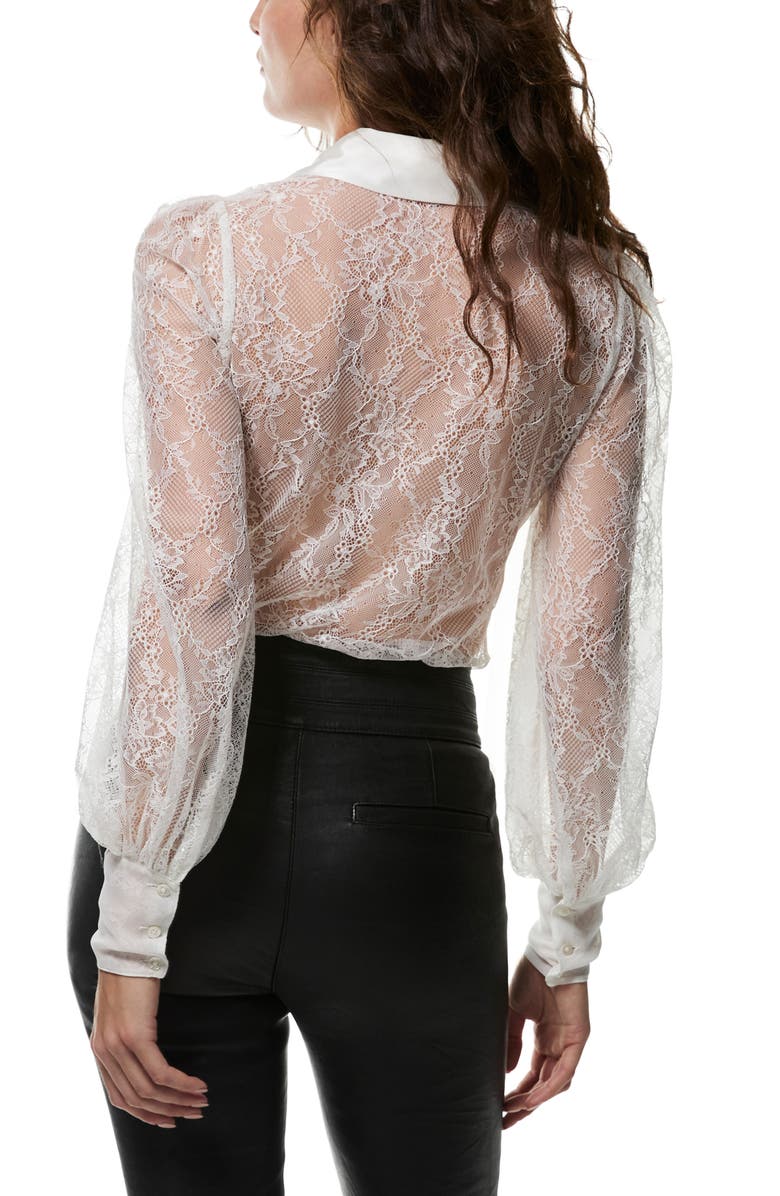 PAIGE Mindel Tie Neck Lace Button-Up Top, Alternate, color, Blanc De Blanc