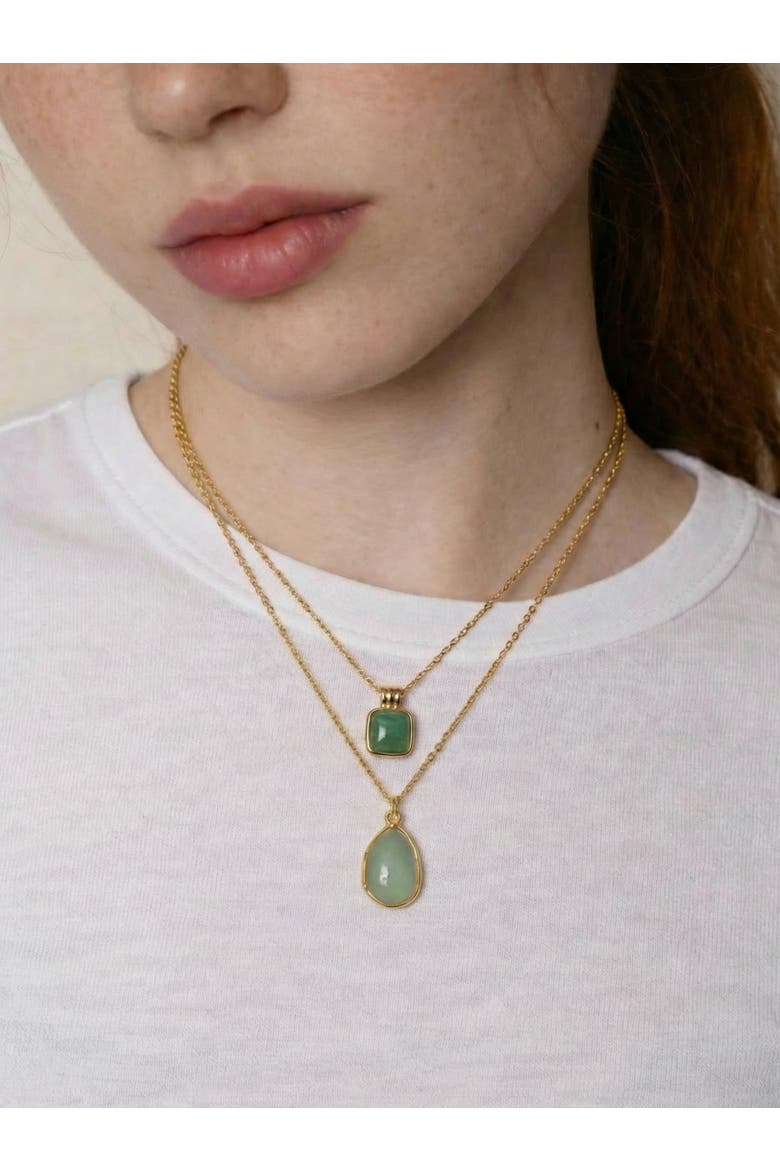 Puzzle Pebble Jade Stone Pendant Necklace, Alternate, color, Light green