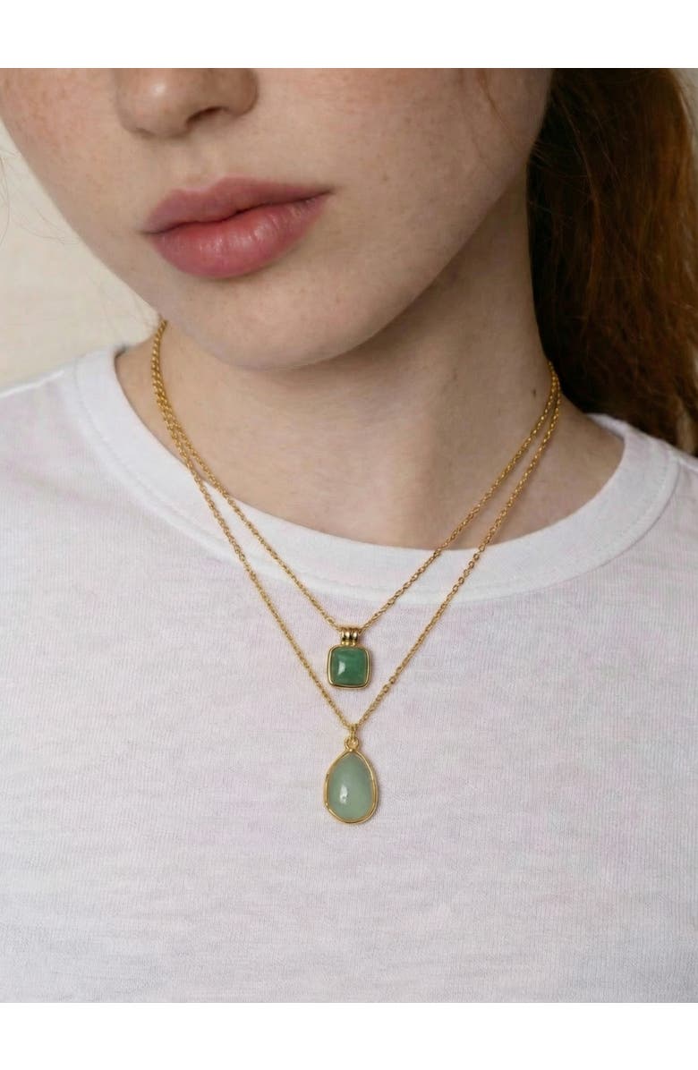 seree Puzzle Square Jade stone pendant necklace, Alternate, color, Bright Green