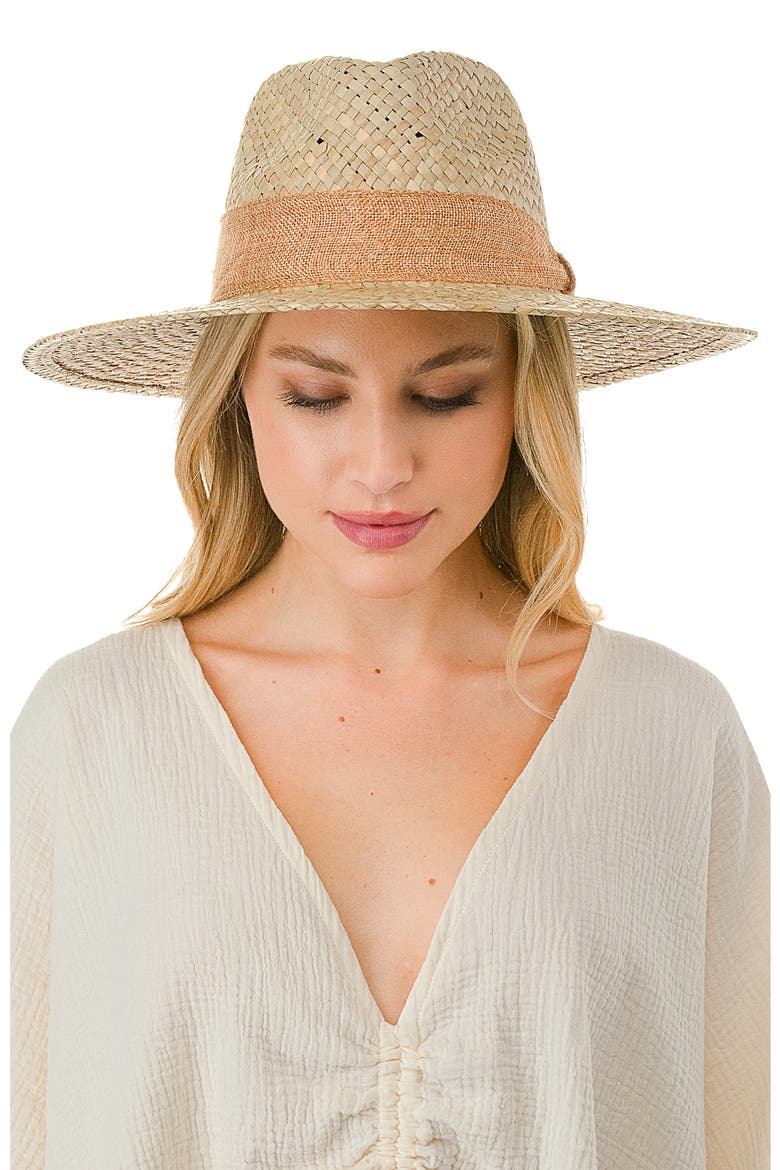 Ribbon Band Straw Panama Hat, Alternate, color, TAN
