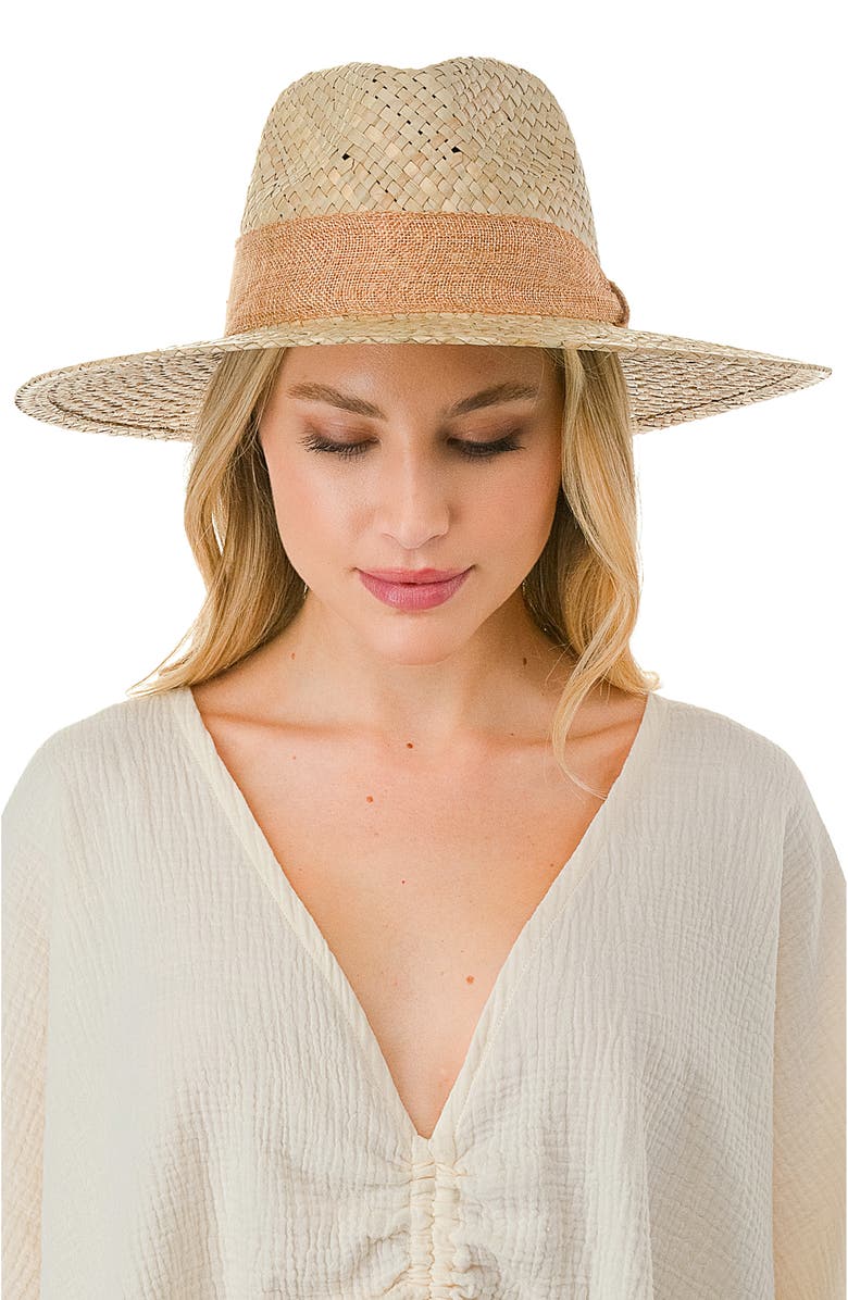 MARCUS ADLER Ribbon Band Straw Panama Hat, Alternate, color, 
