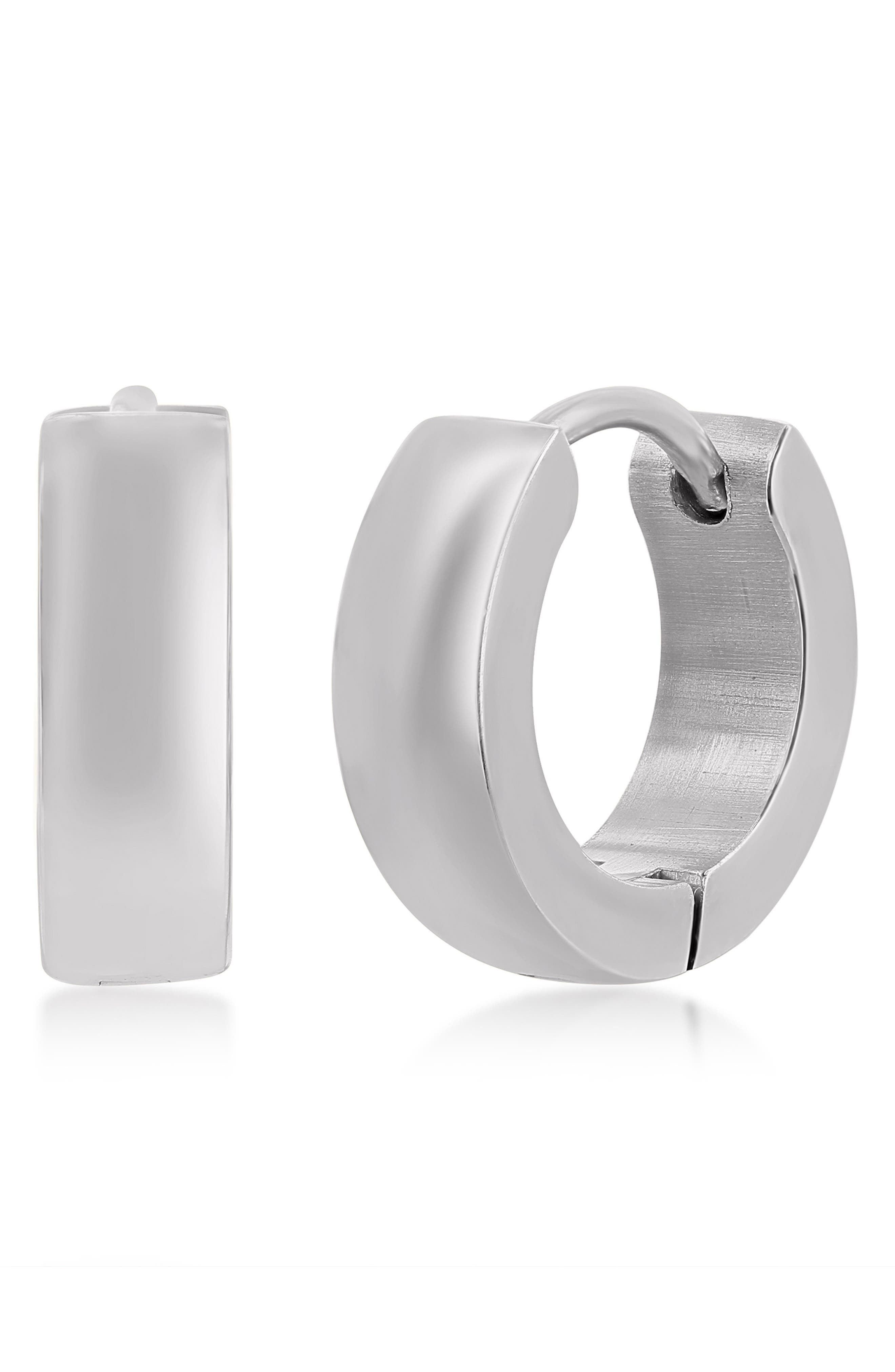 Blackjack 13mm Huggie Hoop Earrings In Silver
