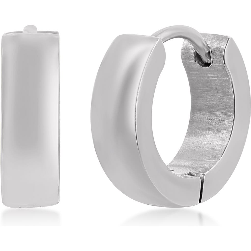 Blackjack 13mm Huggie Hoop Earrings In Silver