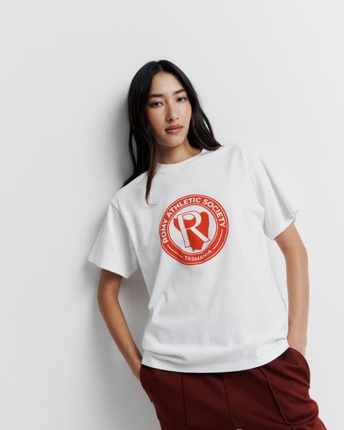 Romy the Brand Romy Athletic Society Heritage Tee in White + Print  product