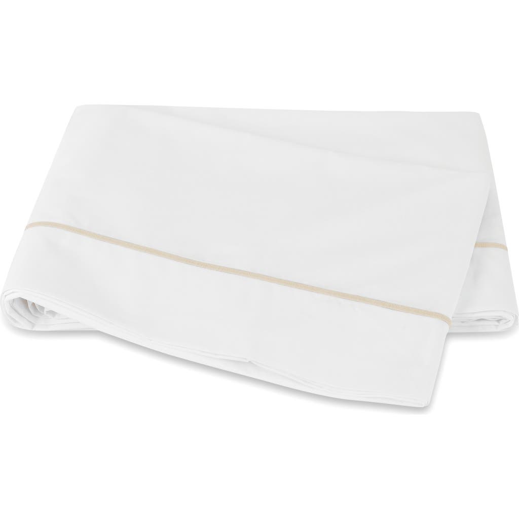 Matouk Bergamo 500 Thread Count Cotton Percale Flat Sheet In White
