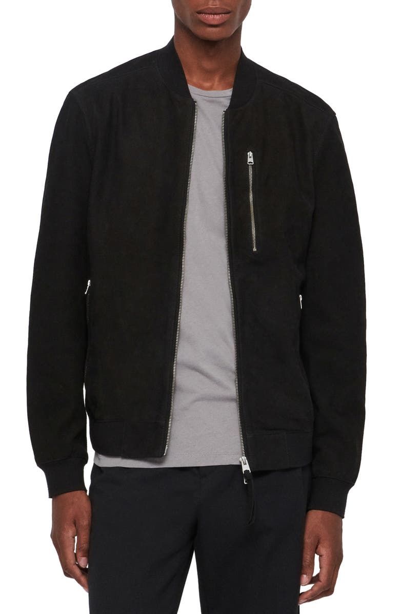 AllSaints Stones Leather Bomber Jacket, Main, color, 