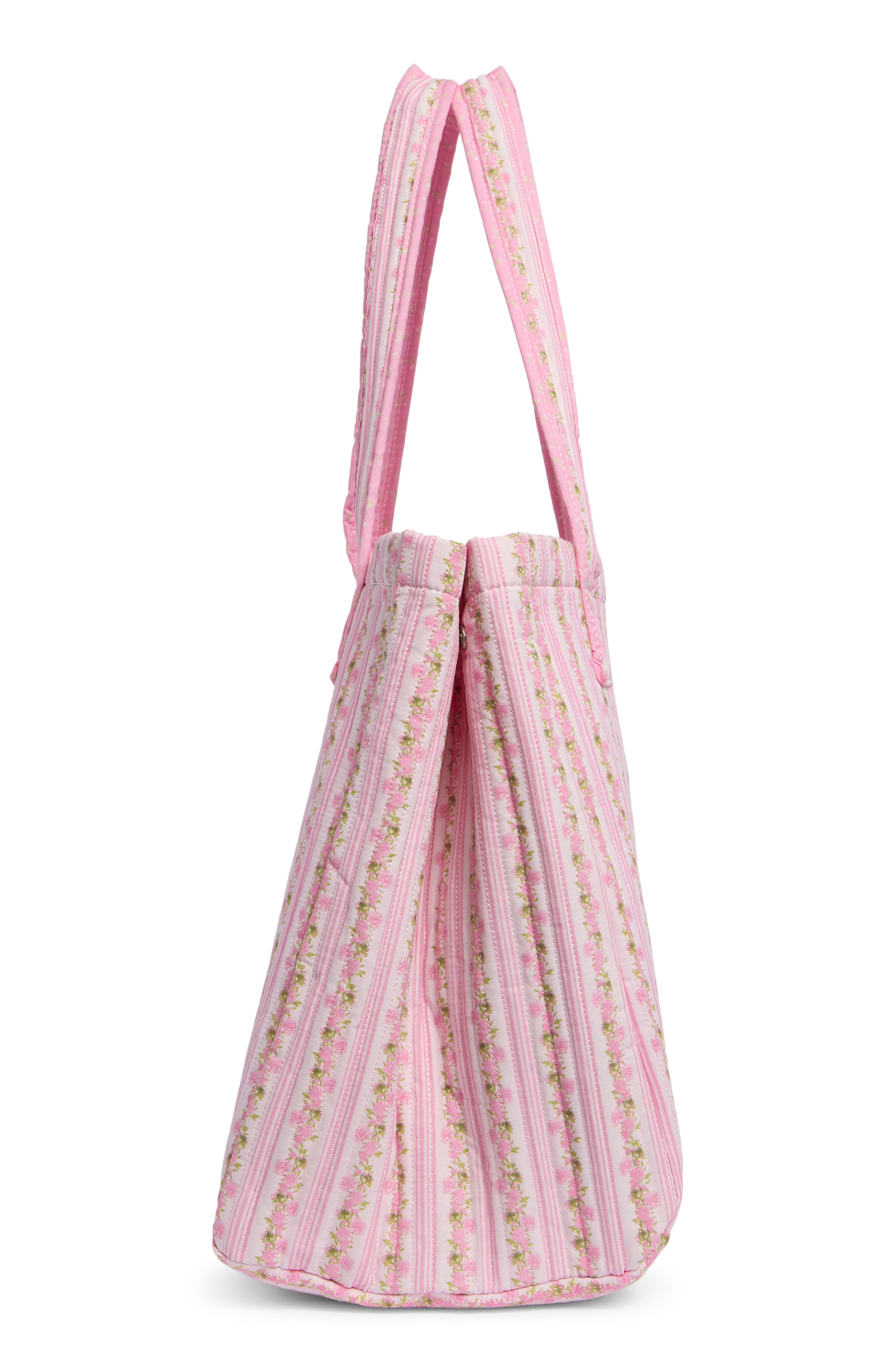 Madden Girl Floral Quilted Tote Bag with Pouch, Alternate, color, Pink Floral