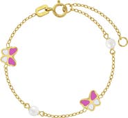 In Season Jewelry 14k Pink Enamel Butterfly Girls Bracelet